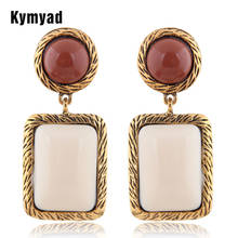 Kymyad Brincos Bohemian Geometric Drop Earrings For Women Resin Stone Earings Fashion Jewelry Big Statement Earrings 2019 2024 - buy cheap