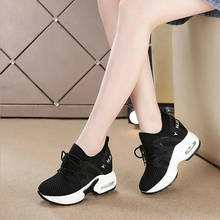 Female Women Black white Vulcanized Shoes Casual Wedge Platform shoes Band High heel 4cm Increasing Ladies Sneakers Shoes  WW-20 2024 - buy cheap