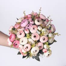 Ramo de flores artificiales para el hogar, hermoso ramo de simulación de rosas de té, de alta calidad, decoración de fiesta de boda 2024 - compra barato