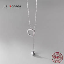 La Monada-collar de cadena de plata 925 para mujer, hermosa bola redonda, joyería de plata 925, collar de plata 925 para mujer 2024 - compra barato