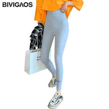 BIVIGAOS-mallas de entrenamiento de hilo Vertical para mujer, Leggings deportivos de cintura alta, Bordado de letras, novedad 2024 - compra barato