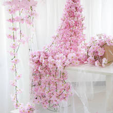 2m flor artificiais sakura flor de cerejeira rattan decoração de casamento localização decoração para casa arco de parede flor ciada 2024 - compre barato