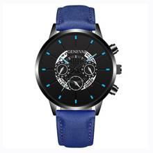 New Fashion GENEVA Three-eye Men's Watch Leather Strap Watches Business Calendar Men Quartz Watch Men Casual Clock Relojes Mujer 2024 - buy cheap