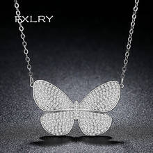 FXLRY New Design Butterfly Pendant Necklace Tiny CZ Stone Inlaid Link Chain Necklaces For Women Fashion Jewelry 2024 - buy cheap