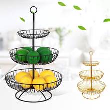 3 Tier Retro Simple Round Metal Household Fruit Plate Tray Stand Storage Basket 2024 - buy cheap