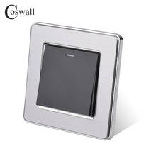 Coswall 1 Gang 2 Way On / Off Wall Stair Rocker Light Switch Stainless Steel Panel Pass Through Switch Switched 16A 2024 - buy cheap