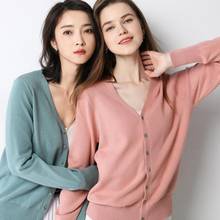 2021 Fashion cardigan Women Autumn V Neck Long Sleeve Cardigan Solid Color Single-breasted Knit Coat 2024 - buy cheap