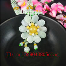Colgante de Jade Natural birmano con flor de sol para mujer y hombre, collar de cuentas de jadeíta, amuleto tallado de joyería, regalos 2024 - compra barato