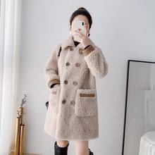  Winter Women Loose Thick Warm Oversized Real Wool Fur Outwears Female Double Breasted Sheep Shearing Fur Coats Z112 2024 - buy cheap