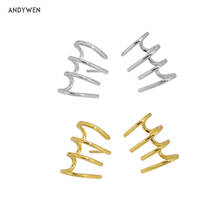ANDYWEN 925 Sterling Silver Gold Four Circle Stud Earring Line Pure Pendiente Piercing 2021 Fashion Wedding Rock Punk Clips 2024 - buy cheap