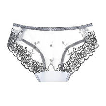 Embroidered sexy female lace transparent mesh underwear new low waist seamless briefs 2024 - buy cheap