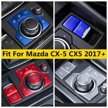 Center Multimedia / Electrical Parking Handbrake Button Cover Trim Metal Red / Silver / Blue Kit For Mazda CX-5 CX5 2017 - 2022  2024 - buy cheap