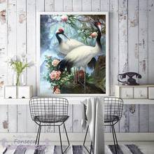 Chinese Style Poster Animal Red-Crowned Crane Peony Flower Flat Peach Tree Canvas Painting Wall Art Pictures Aesthetic Decor 2024 - buy cheap