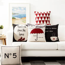 Funda de cojín de poliéster para coche, cobertor decorativo con estampado de café, paraguas, geométrico, rojo, 45x45cm 2024 - compra barato