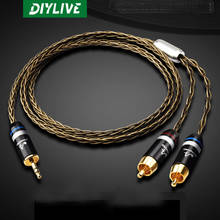 DIYLIVE Fever 3.5mm one minute two audio cable single crystal copper silver 3.5RPM double lotus computer power amplifier cable 2024 - buy cheap
