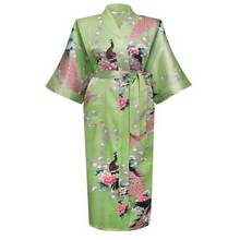 Bata larga de satén para mujer, lencería Sexy de talla grande, estilo Kimono, S-XXXL de flores 2024 - compra barato