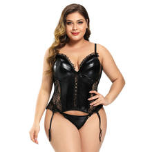 Comeondear Vintage Push Up Faux Leather Sexy Corset Bustier Lingerie Top with Belt Lace Korse Gothic Bustiers Overbust Corset 2024 - buy cheap