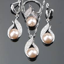 Natural Pearl Silver 925 Bridal Jewelry Sets Women Jewellery With Zircon Pearls Set of Earrings Pendant Necklaces Ring Gift Box 2024 - buy cheap