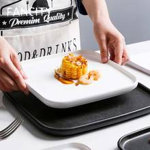 FANCITY Black and white steak dinner plate Western-style household square plate Nordic simple frosted creative ins style Western 2024 - buy cheap