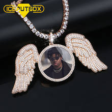 New Rose Gold Custom Made Photo Angel Wing Medallions Pendant Necklace With AAA Cubic Zircon Men's Hip hop Jewelry Tennis Chain 2024 - buy cheap