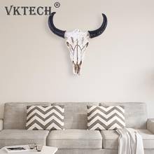 Resina Longhorn cabeza de calavera de vaca para colgar en la pared, adornos 3D de animales salvajes, cuernos, escultura, figuritas, artesanía, decoración del hogar 2024 - compra barato