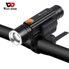WEST BIKING-Luz para bicicleta con Zoom elástico, linterna frontal de IPX-4, resistente al agua, con carga USB 2024 - compra barato