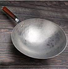 Pure Iron No Coating Non-stick Wok Hand Forging Iron Pan Chinese Style Iron Pot Gas Cooker 36cm Wooden Handle 2024 - buy cheap