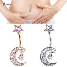 Staros-pendientes de oro rosa para mujer, Piercing con forma de Luna, estrella, ombligo, joyería para la oreja 2024 - compra barato