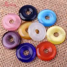 20mm Smooth Round Ring Donut Cat Eyes Gem Stone Pendant Beads 1 Pcs For DIY Necklace Jewelry Making,Free Shipping 2024 - buy cheap