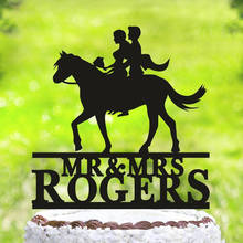 Personalized Bride and Groom with horse cake topper,Horse couple Wedding cake topper,Mr and Mrs name Country Wedding cake topper 2024 - buy cheap