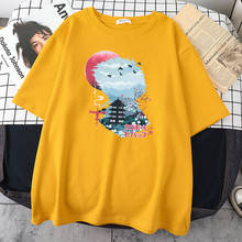 Футболка женская с японским мультяшным принтом, дышащая Модная рубашка в стиле оверсайз, уличный Повседневный Топ, на лето 2024 - купить недорого