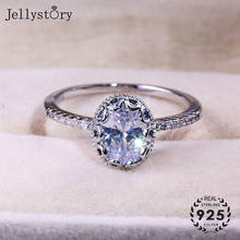 Anillos con dijes de Jellystory para mujer, joyería de plata de ley 925 con forma ovalada de 7x9mm, anillo de piedras preciosas de circonita para regalo de fiesta de boda 2024 - compra barato