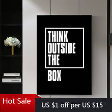 Think Outside The Box Letter Canvas Painting Inspirational Black Wall Art Pictures Prints For Modern Posters Aesthetic Room Deco 2024 - buy cheap