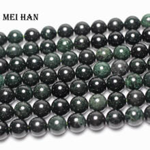 Meihan-Cuentas sueltas redondas y lisas de jadeíta oscura, abalorios semipreciosos para diseño de fabricación de joyas, DIY, 10-10,3mm, 1 hebra por juego 2024 - compra barato