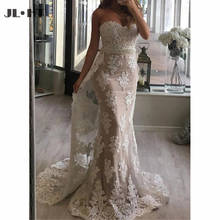 Mermaid Lace Wedding Dresses Bridal Dress with Train Sashes Sweetheart Bridal Gown Off Shoulder Wedding Dress 2019 2024 - buy cheap