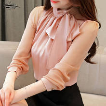 Blusas Mujer De Moda 2021 Summer Fashion Tunic Women Blouse Long Sleeve Tops Tie Bow Chiffon Shirt Formal Women Shirts 0599 2024 - buy cheap