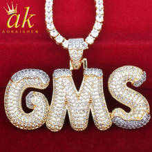 Custom Name Snow Top Bubble Letters Necklaces Pendant  Men's Zircon Hip Hop Jewelry Merry Christmas Gift 2024 - buy cheap