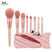 Anmor 8Pcs Makeup Brush Set With Bag Traveling Powder Foundation Eyeshadow Makeup Brushes Synthetic Hair Cosmetic Tool Kit 2024 - buy cheap