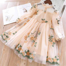 Vestido de princesa floral feminino, roupa de verão para bebês meninas primavera 2021 2024 - compre barato