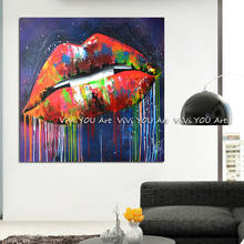 Pintura al óleo de labios pintados a mano, lienzo de labios sexys, arte de pared, imagen para sala de estar, dormitorio, decoración del hogar, gran oferta 2024 - compra barato