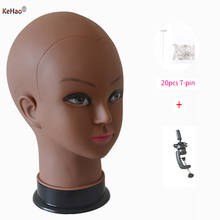 Cabeza de maniquí Calvo africano para pelucas, mujer negra, cabeza de muñeca para hacer peluca, sombrero de peinado, exhibición, buen soporte de peluca realista 2024 - compra barato