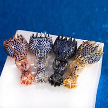 1 piece/Lot Luxury Fashion Gold Color Bracelet Clasp Copper Inlaid Blue Zirconium Leopard Head Bite Chain Shape DIY Bracelet 2024 - buy cheap