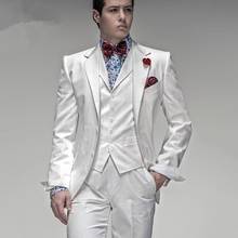 Trajes ajustados para hombre, esmoquin blanco para boda, trajes de 3 piezas (chaqueta + Pantalones + chaleco), 2020 2024 - compra barato