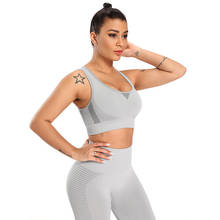 Women Seamless Yoga Sets Fitness Tight Sports Suit Gym Sports Vest Push Up Yoga Leggings Racerback Running Shockproof Bra 2024 - buy cheap