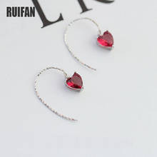 Ruifan-pendientes de gancho de plata 925 con forma de corazón de circonia cúbica roja, joyería coreana, YEA231 2024 - compra barato