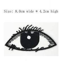 1pc Free shipping black big eye 8cm wide embroidery iron on sew on emblemas for DIY left chest/Eyelash/kasnak nakis/bordado 2024 - buy cheap