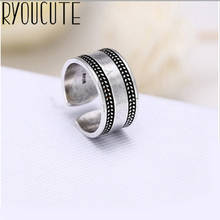 Anel liso vintage de prata, para mulheres, bijuterias, presente, tamanho ajustável, anéis para dedos 2024 - compre barato