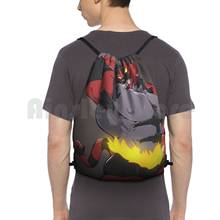 Incineroar mochila drawstring saco equitação escalada saco de ginásio garras anthro preto pele presas incineroar muscular masculino 2024 - compre barato