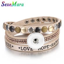 New Snap Button Jewelry Leather 18mm Snap Buttons Bracelet Punk Rivet Bracelet Love Hope Happiness Bracelet For   Gift 2024 - buy cheap