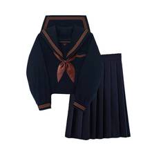 Navy Blue SchoolGirl Jk Uniform Japanese Class Navy Sailor School Uniforms Students Clothes For Girls Anime Cos Sailor Navy Suit 2024 - buy cheap